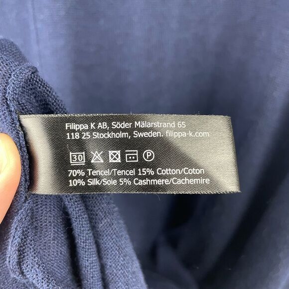 Filippa K Navy Silk/Cashmere/Tencel Oversized Box Sweater w/ Center Seam XS - Picture 6 of 6